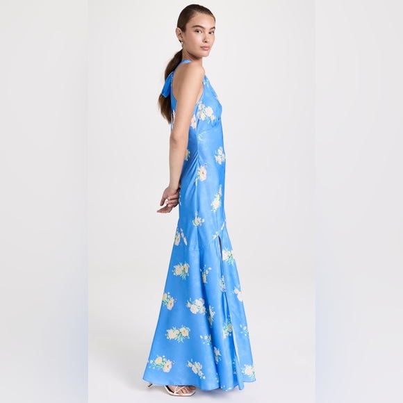 LOVESHACKFANCY Brinda Silk Maxi Dress in
Blueberry Lemonade - Picture 6 of 10